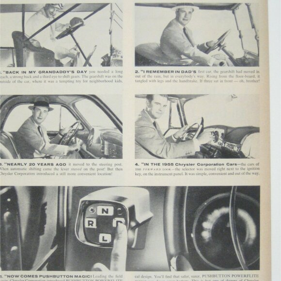 Vintage 1955 Chrysler Corporation Advertisement Print Pushbutton Gearshift - Picture 2 of 2